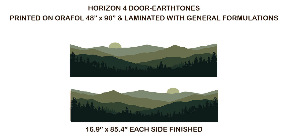 Horizon Tree & Mountain Side Body Door Decals Stripes Vinyl Graphics Kit for Four-Door Bronco 2021-2026