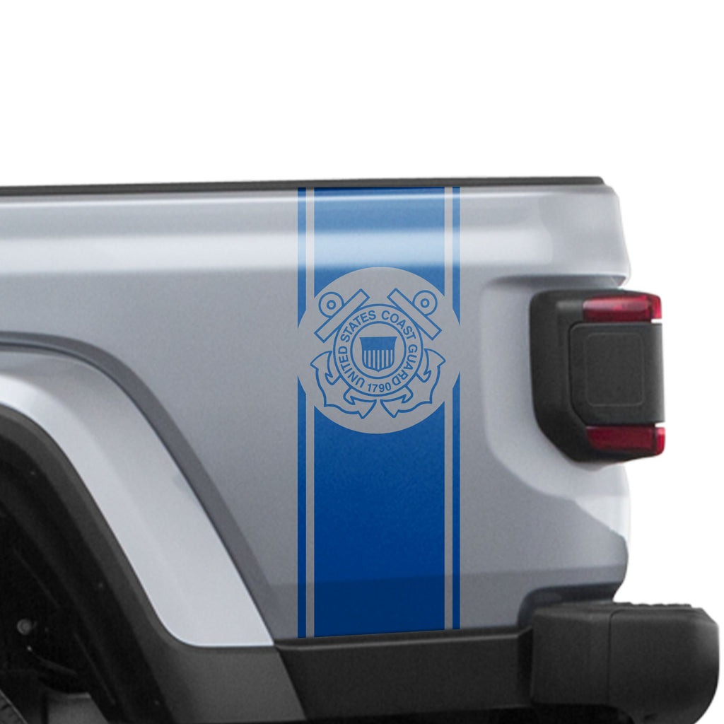 US Coast Guard Anchors Bedside Stripe Graphic Decal Set - Fits Jeep Gladiator JT 2018+