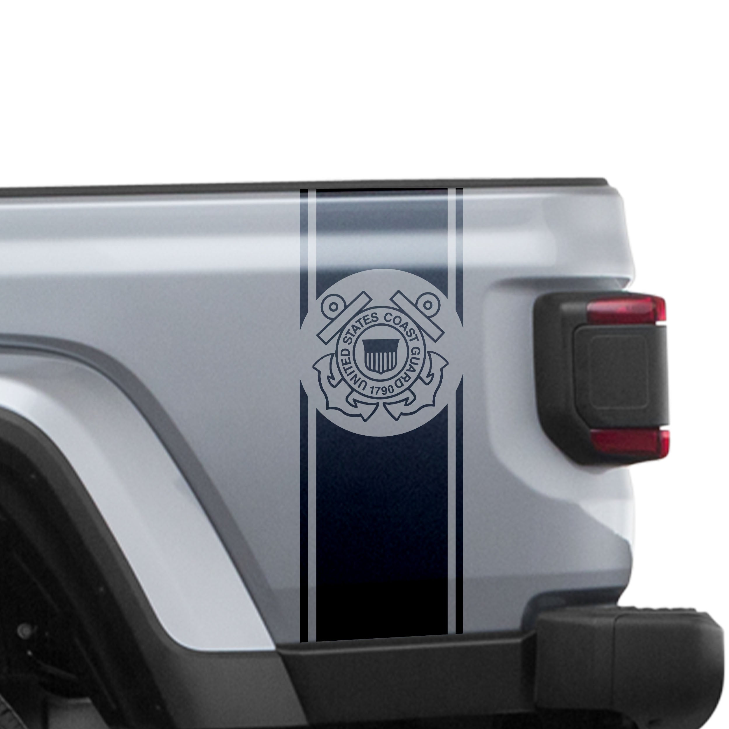 US Coast Guard Anchors Bedside Stripe Graphic Decal Set - Fits Jeep Gladiator JT 2018+