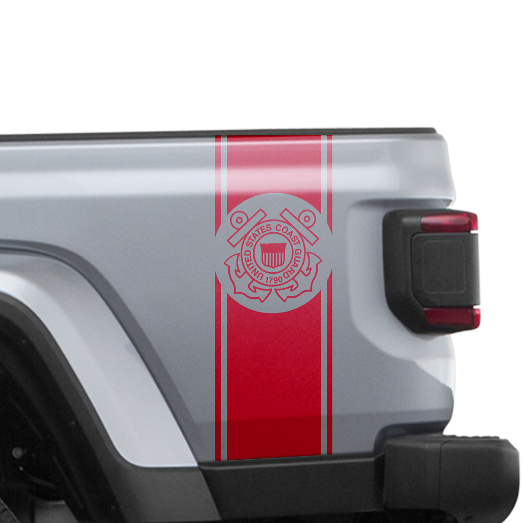 US Coast Guard Anchors Bedside Stripe Graphic Decal Set - Fits Jeep Gladiator JT 2018+