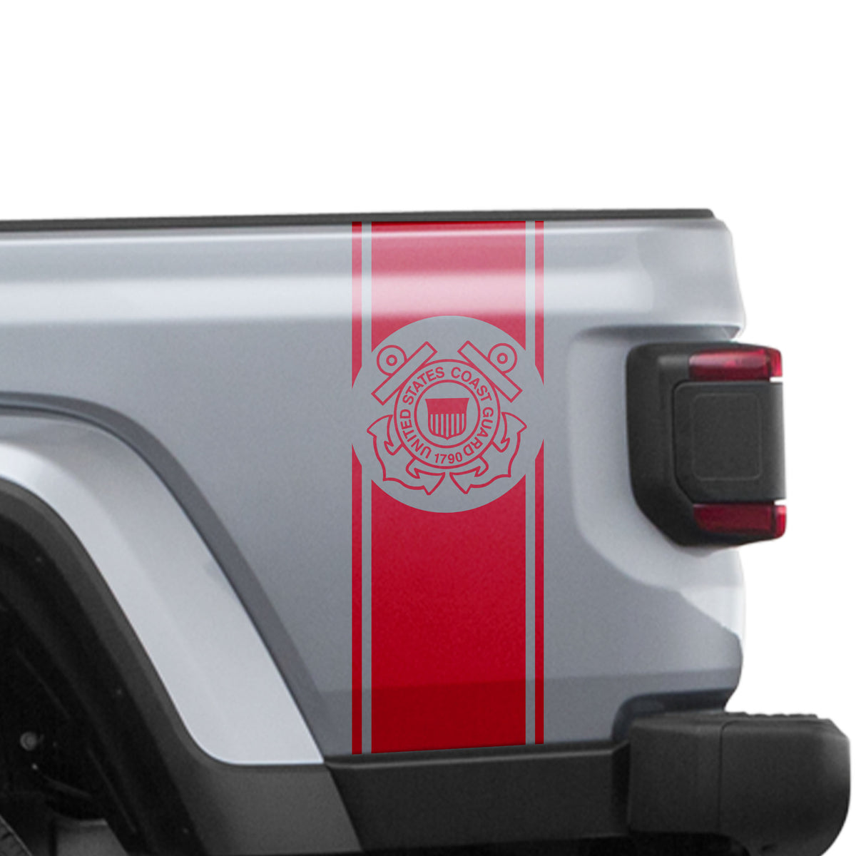 US Coast Guard Anchors Bedside Stripe Graphic Decal Set - Fits Jeep Gladiator JT 2018+