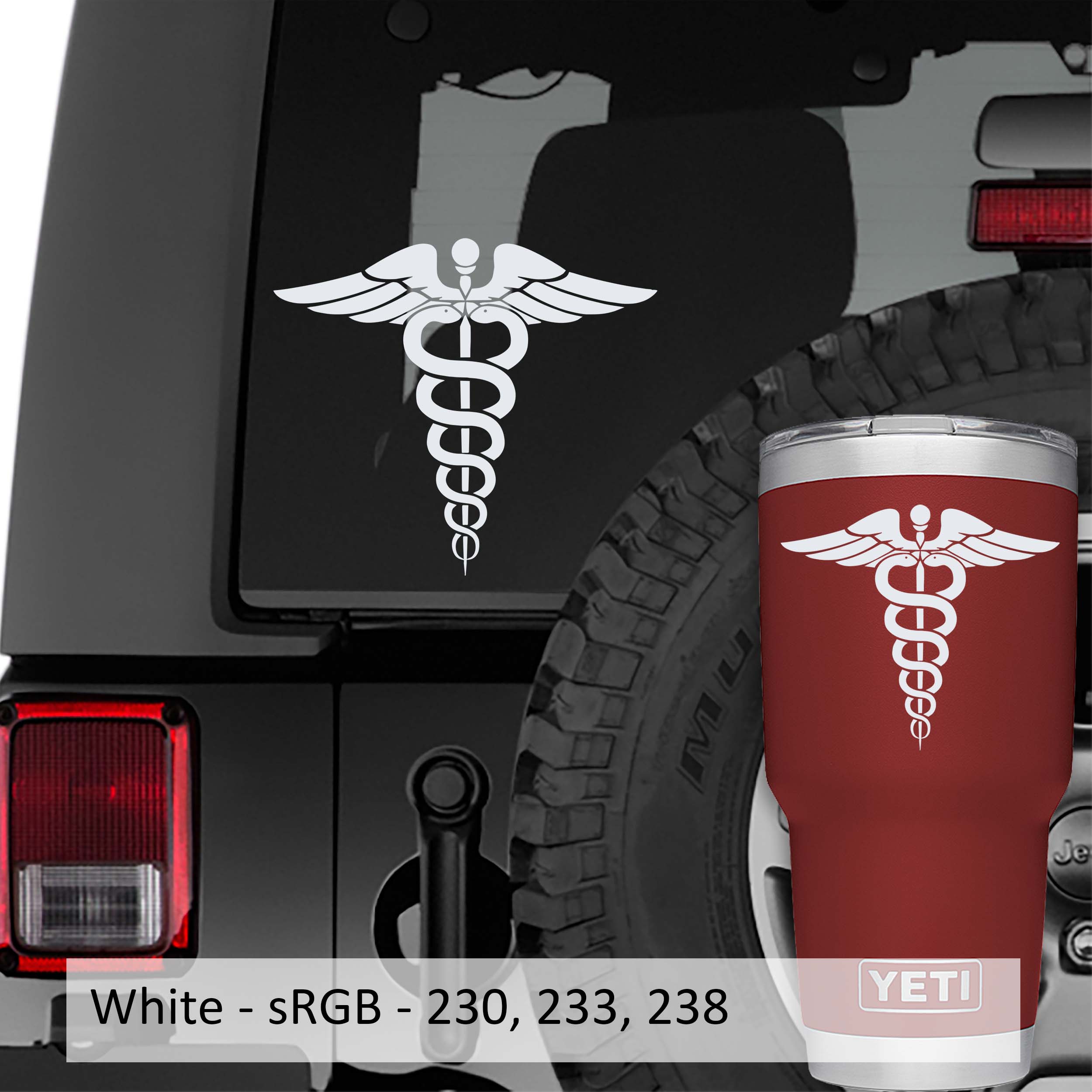 Caduceus Medical Symbol Vinyl Decal