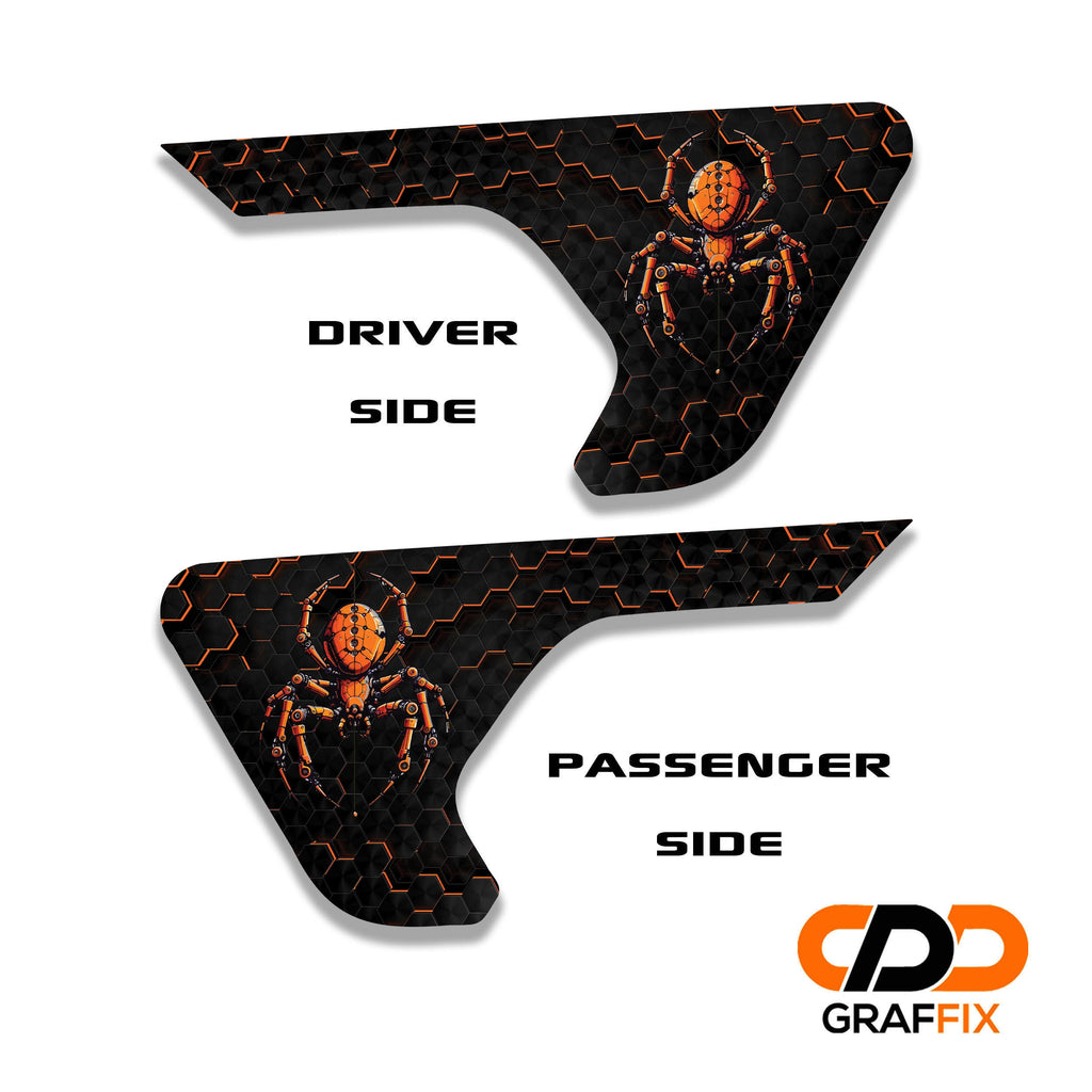 Carbon Fiber Mechanical Spider 2pc Vinyl Fender Decal Set - Fits Jeep Wrangler JL/Jeep Gladiator JT 2018+