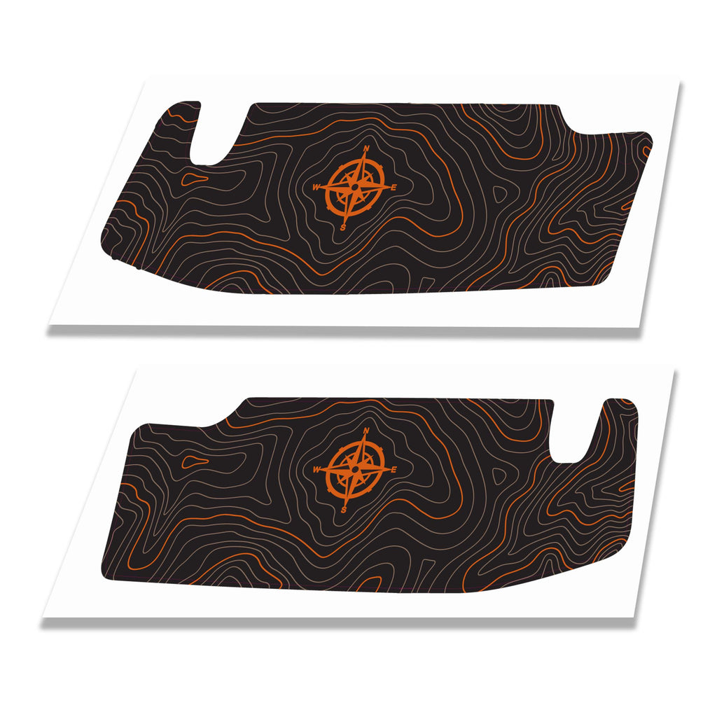Topographic Map Compass Sun Visor Overlay for Jeep JT Gladiator and Jeep Wrangler JL/JLU 2018+
