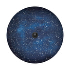 Star Map spare tire cover on red Jeep Wrangler showing white celestial constellation lines design