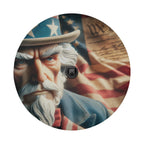 Constitution Keeper spare tire cover flat product shot with aged parchment We the People script and US flag motif