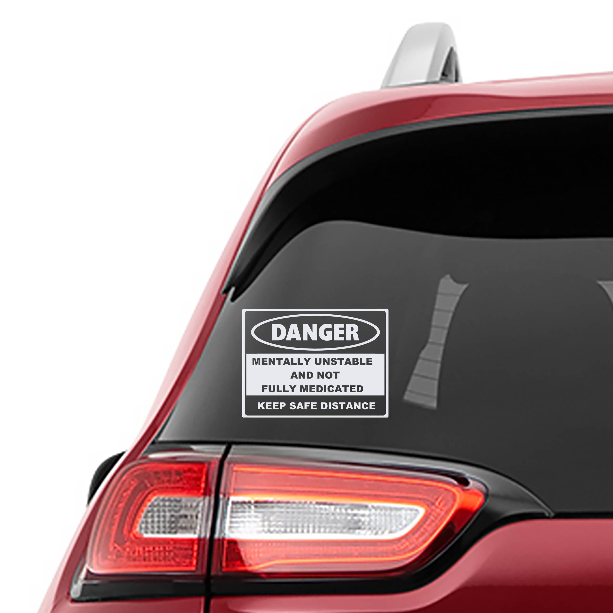 Danger Mentally Unstable and Not Fully Medicated Vinyl Decal