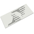 Black distressed tattered American flag fender vent vinyl decal pair shown laid flat