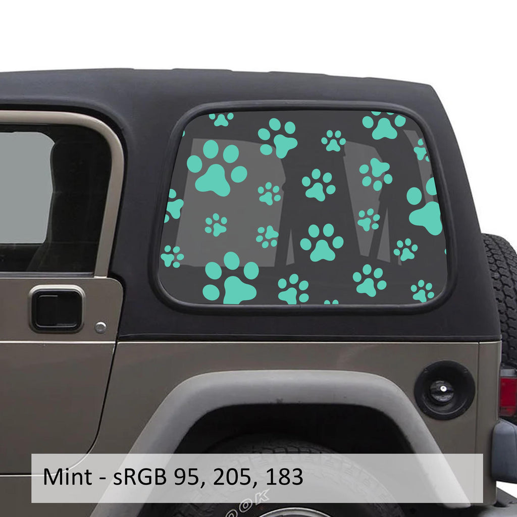 Dog Puppy Paw Print Window Decal Set - Fits Jeep Wrangler TJ Hardtop 1997 - 2006