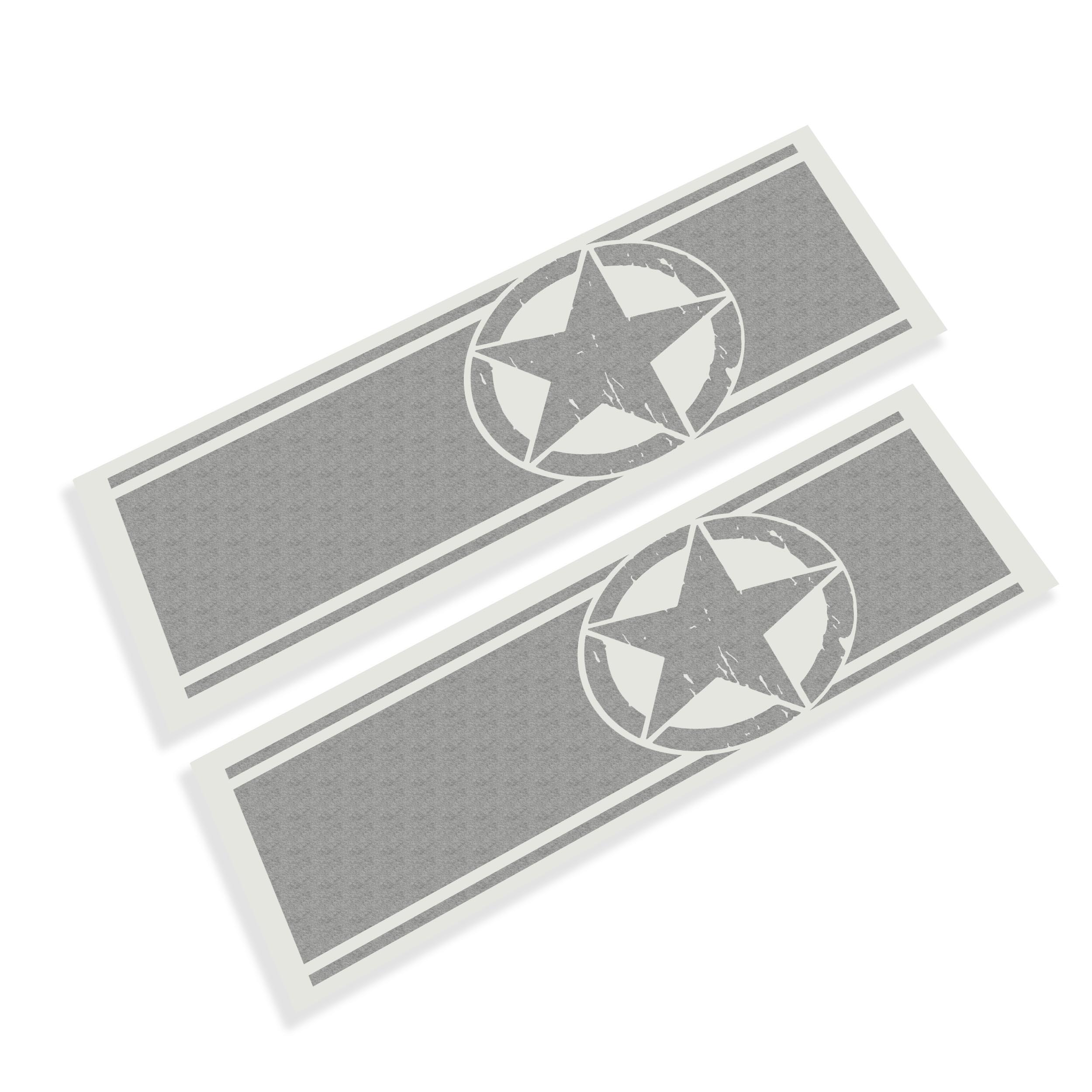 Distressed Alpha Romeo star bedside stripe decal pair flat graphic for Jeep Wrangler