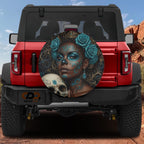 La Reina Dorada Ebony Day of the Dead Queen Spare Tire Cover