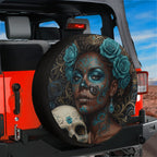 La Reina Dorada Ebony Day of the Dead Queen Spare Tire Cover