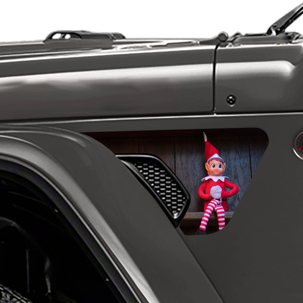 Elf on Shelf 2pc Vinyl Fender Decal Set - Fits Jeep Wrangler JL/Jeep Gladiator JT 2018+