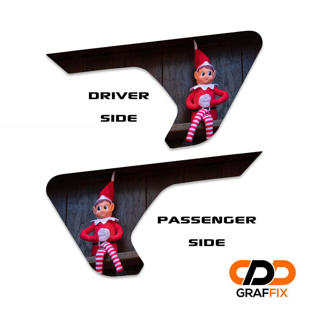 Elf on Shelf 2pc Vinyl Fender Decal Set - Fits Jeep Wrangler JL/Jeep Gladiator JT 2018+