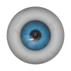 Eye On You spare tire cover laid flat for fitment showing the blue eye design on durable canvas material