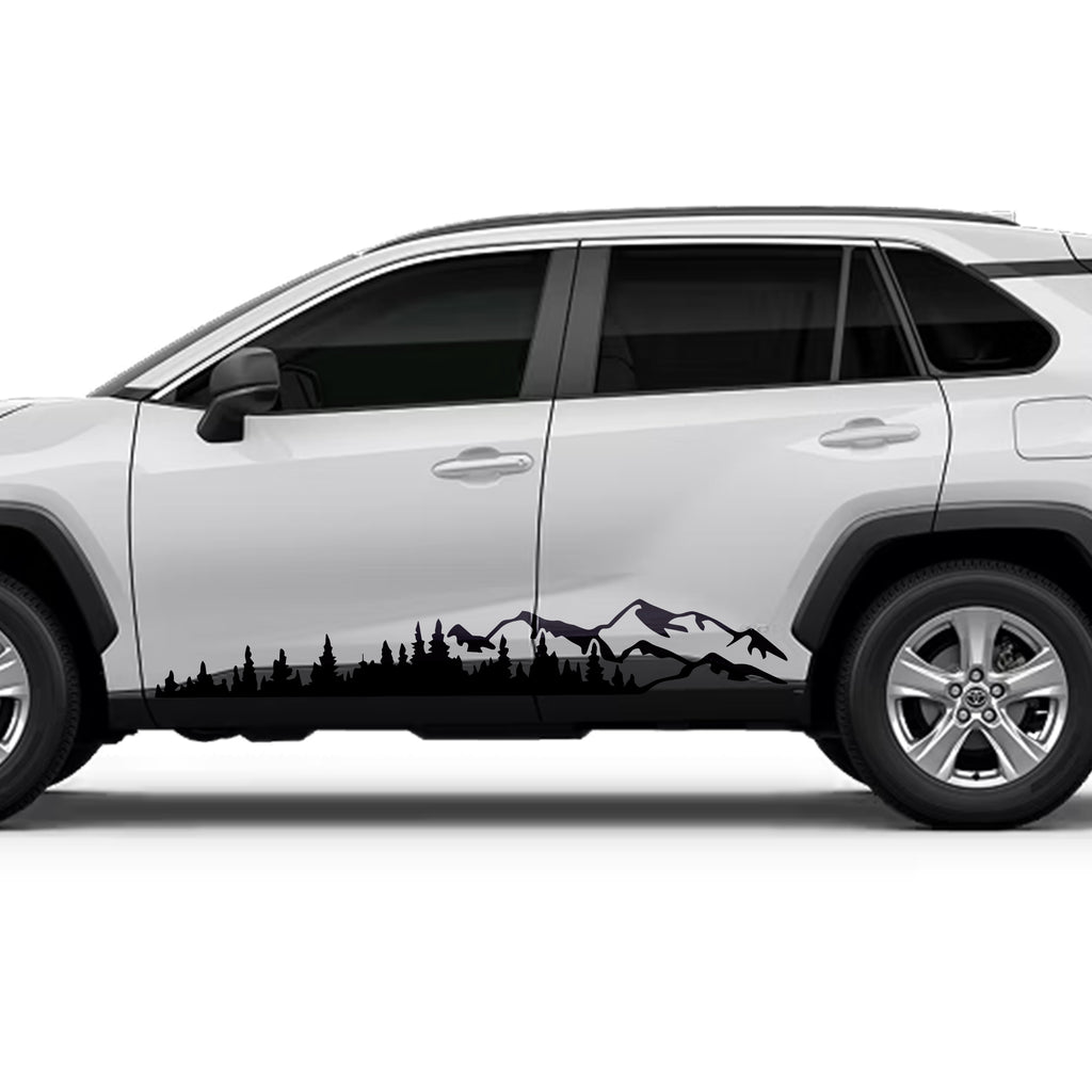 Mountain Forest 2Pcs Rocker Vinyl Transfer Decal Fits Toyota Gen 5 RAV4 2019
