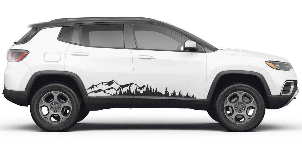 Mountain Forest 2Pcs Side Panel Vinyl Decal Fit 2022 Jeep Compass 2017+