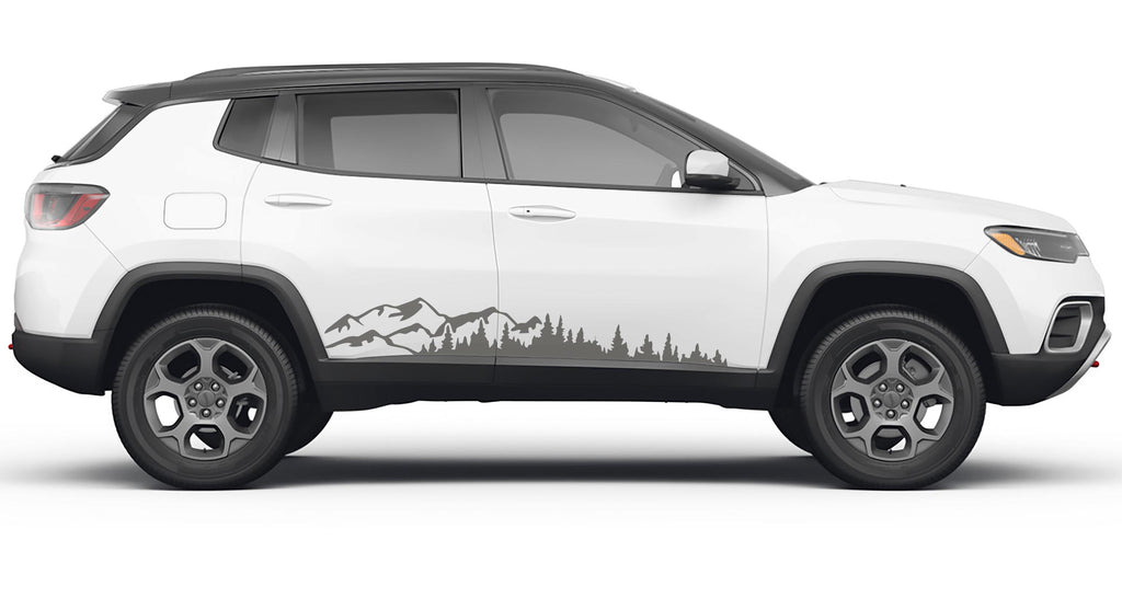 Mountain Forest 2Pcs Side Panel Vinyl Decal Fit 2022 Jeep Compass 2017+