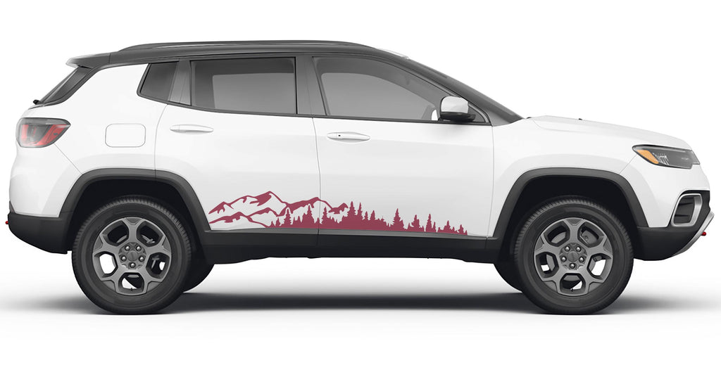 Mountain Forest 2Pcs Side Panel Vinyl Decal Fit 2022 Jeep Compass 2017+