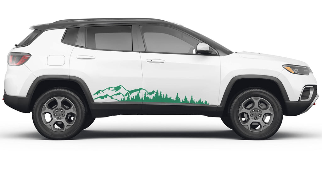 Mountain Forest 2Pcs Side Panel Vinyl Decal Fit 2022 Jeep Compass 2017+