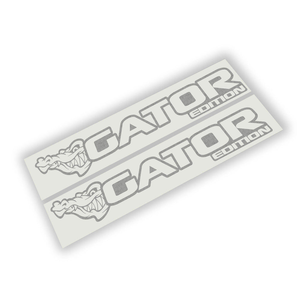 Gator Edition Jeep Wrangler JL Gladiator JT fender decal pair shown on side hood in matte black