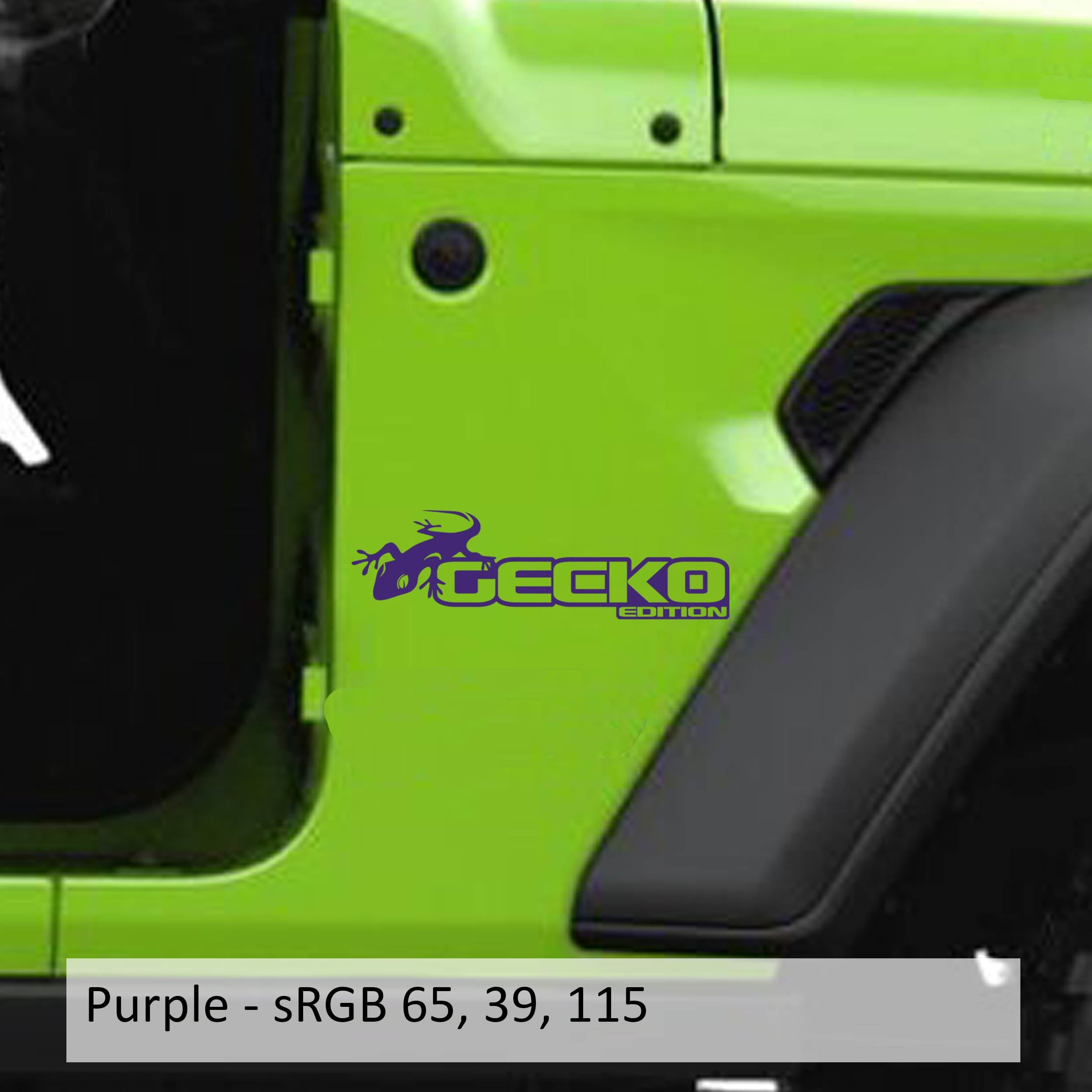 Purple Gecko Green edition fender decal mockup pair for Jeep Wrangler JL Gladiator JT