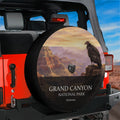 Grand Canyon National Park spare tire cover mounted on a Jeep Wrangler tailgate