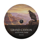 Grand Canyon National Park spare tire cover with a backup camera hole, showing a California condor on the rim above layered canyon walls
