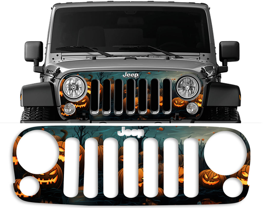 Halloween Pumpkin Patch Grille Skin Vinyl Overlay for JK & JKU Wranglers 2006 - 2018