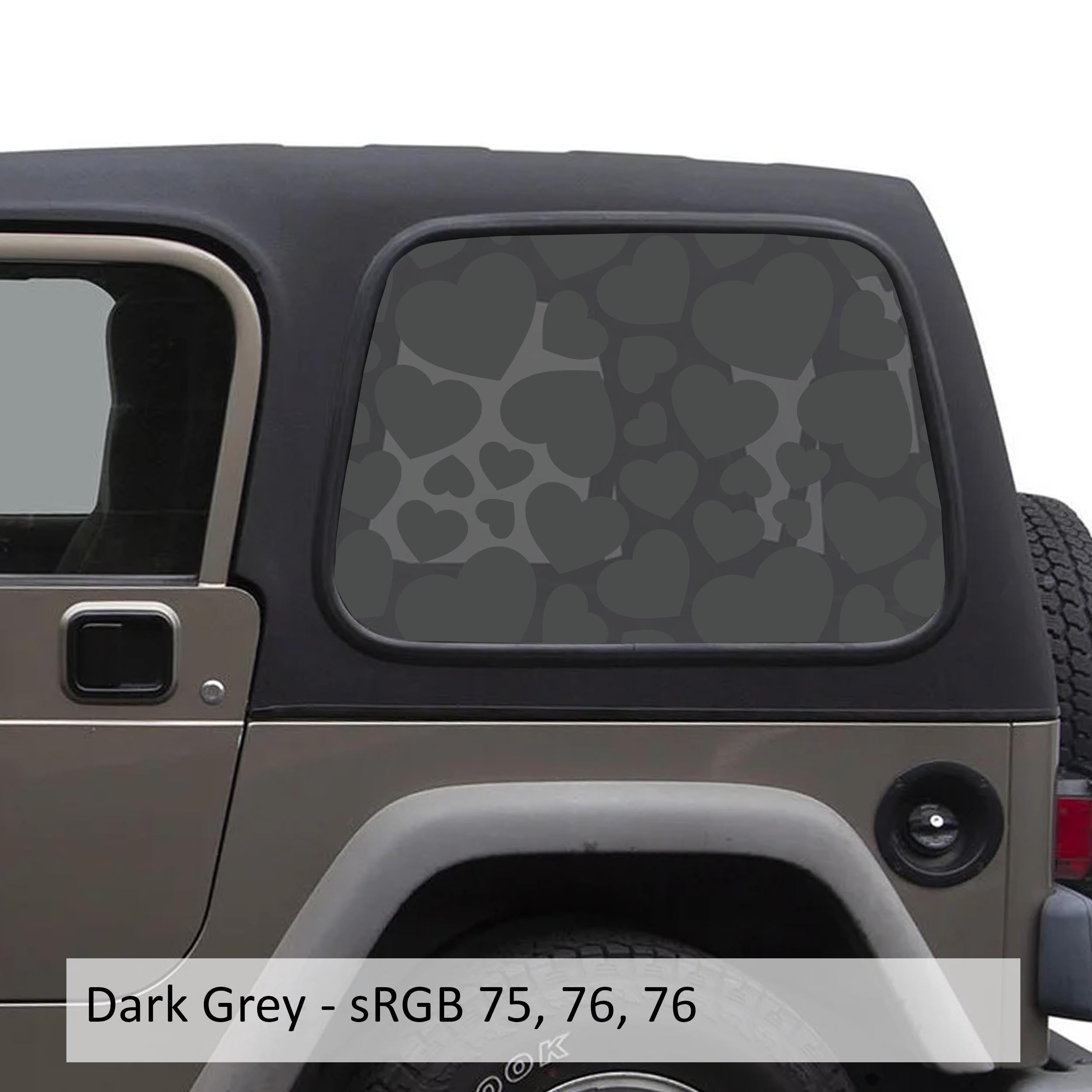 Heart Print Window Decal Set - Fits Jeep Wrangler TJ Hardtop 1997 - 2006