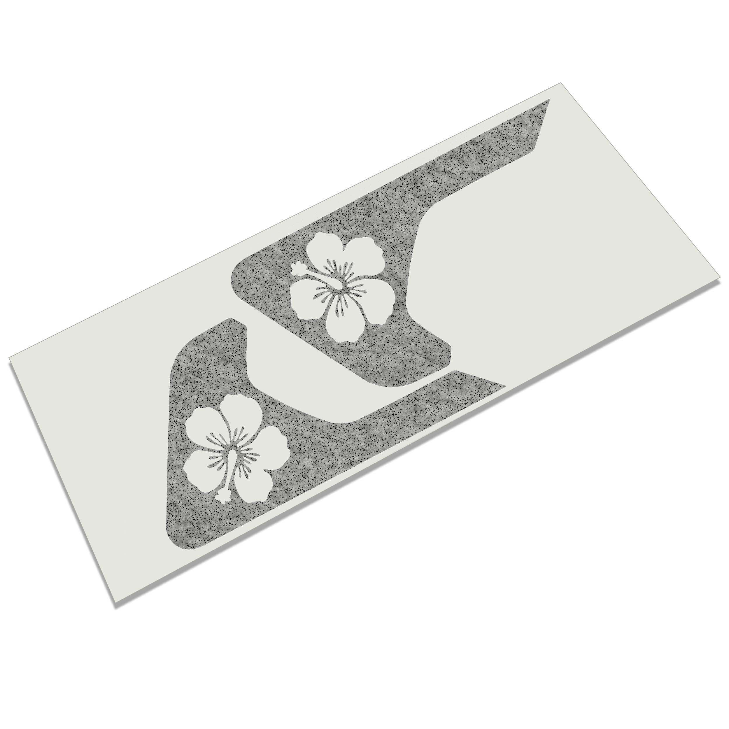Black hibiscus flower fender vent decal pair on white backing for Jeep Wrangler JL Gladiator JT