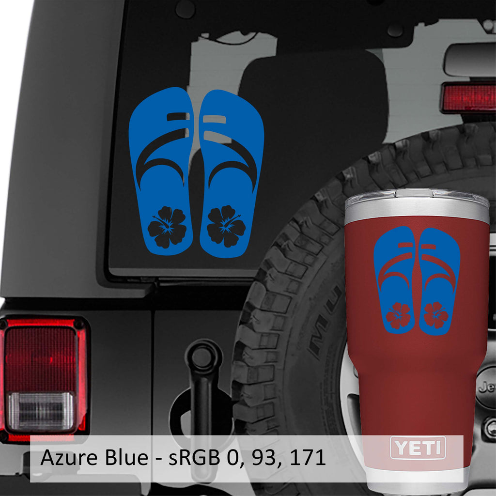 Hibiscus Flower on Flip Flops Vinyl Decal