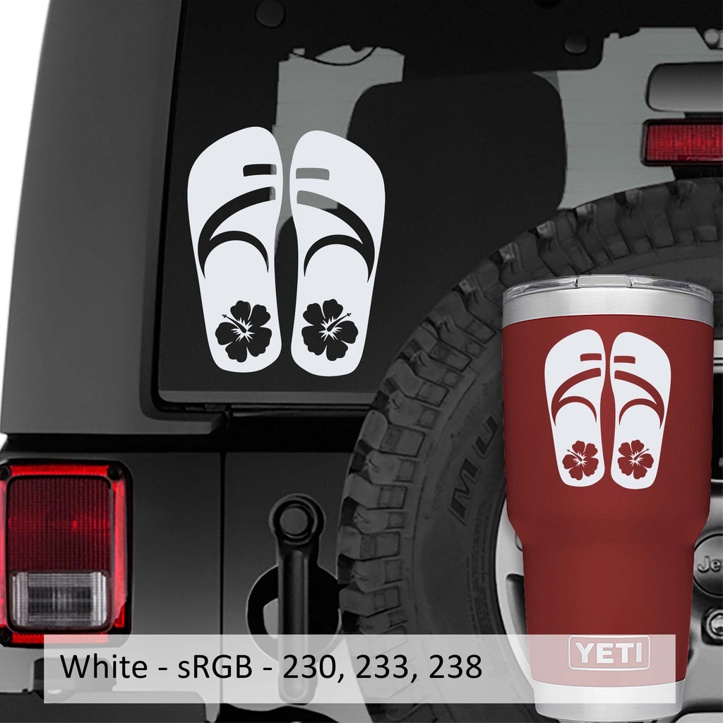 Hibiscus Flower on Flip Flops Vinyl Decal