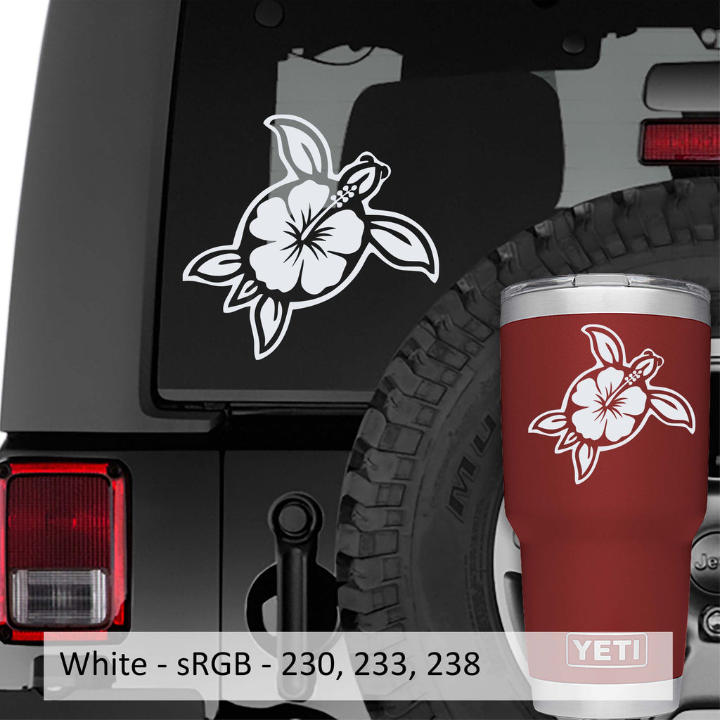 Hawaii Sea Turtle Hibiscus Flower Vinyl Decal