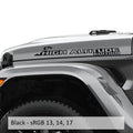 Black High Altitude Hood Edition vinyl decal pair shown for Jeep hood installation