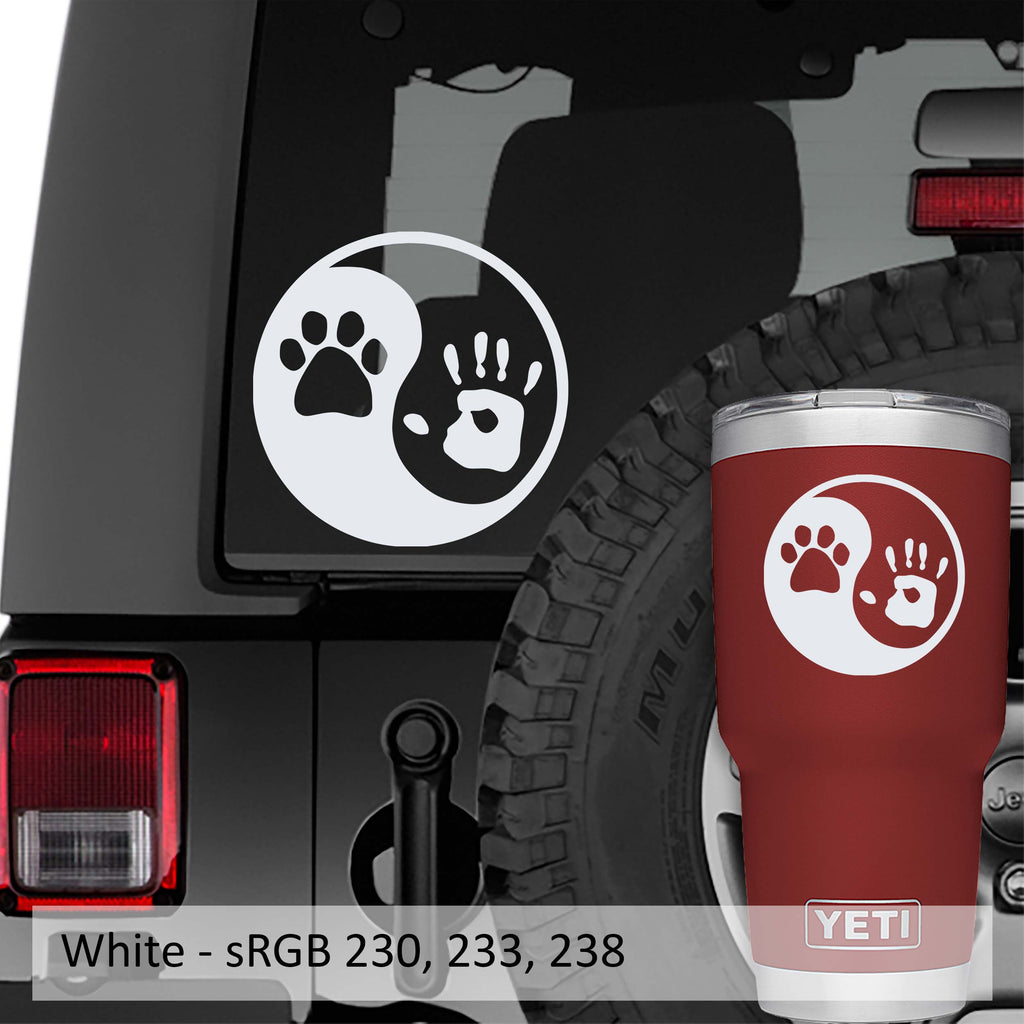 Human Hand Dog Paw Yin Yang Chinese Symbol Vinyl Decal