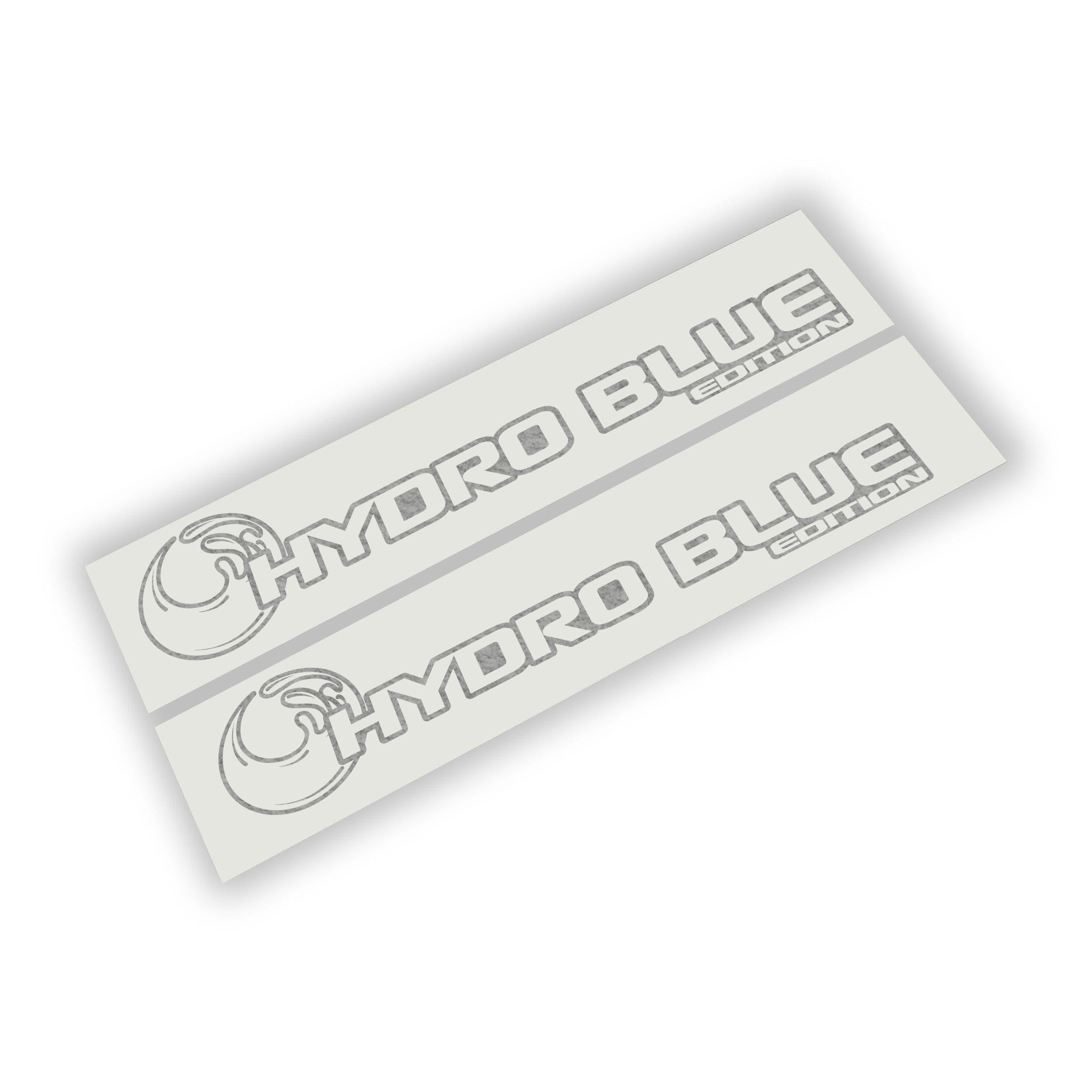 Hydro Blue Edition Jeep side hood decal pair featuring a curling wave graphic and bold outlined lettering