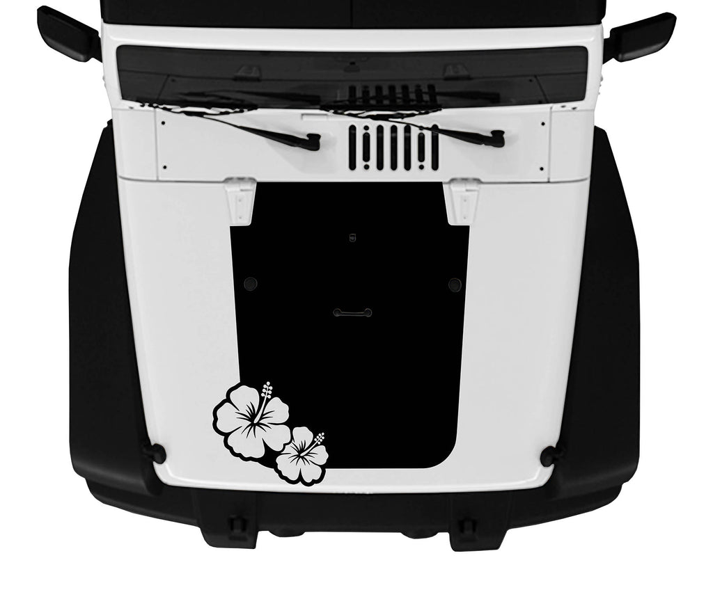 Hibiscus Hawaiian Flower Hood Blackout Decal for Jeep Wrangler JK/JKU