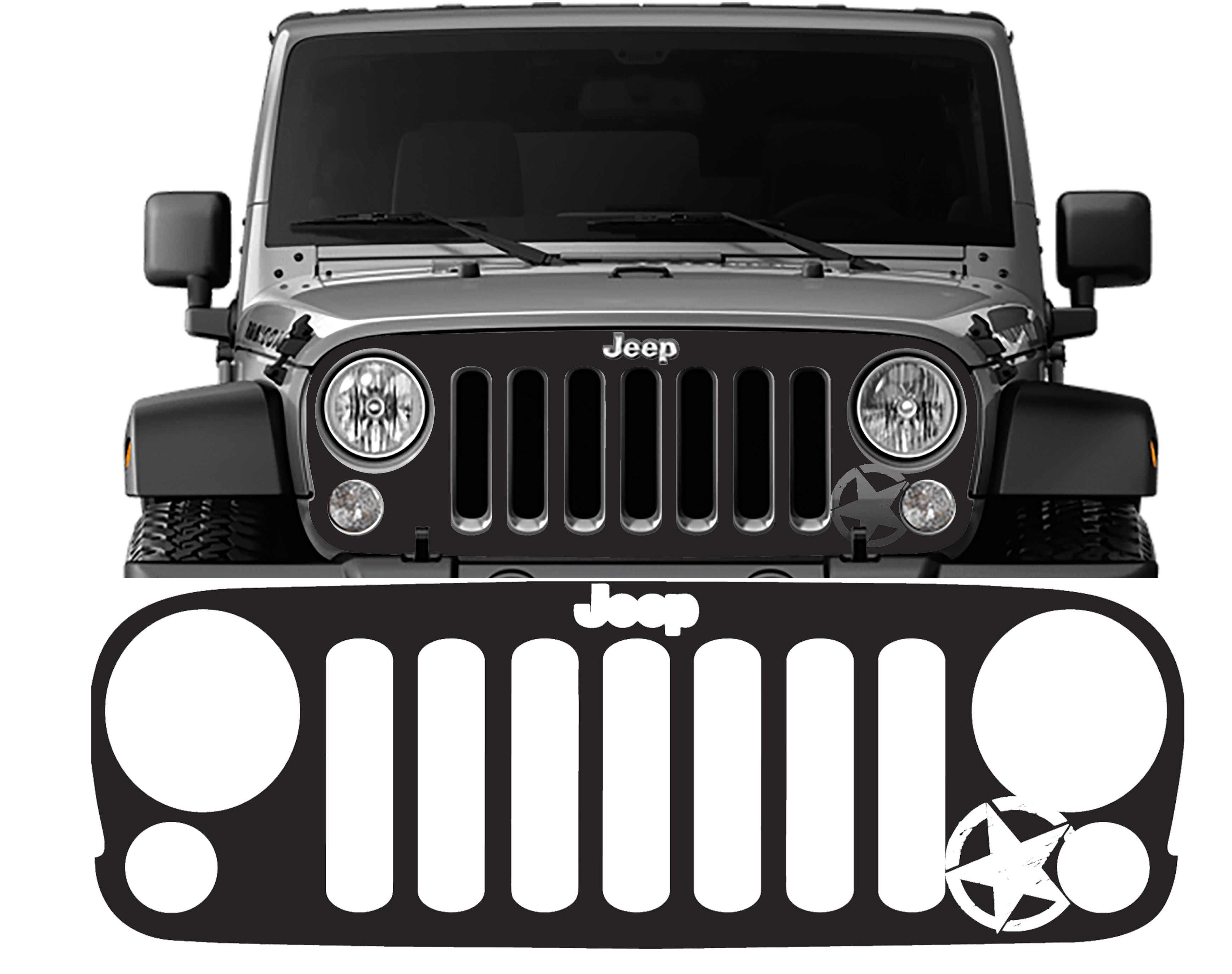 JK/JKU 07 - 18 Grille Vinyl Decal Overlay
