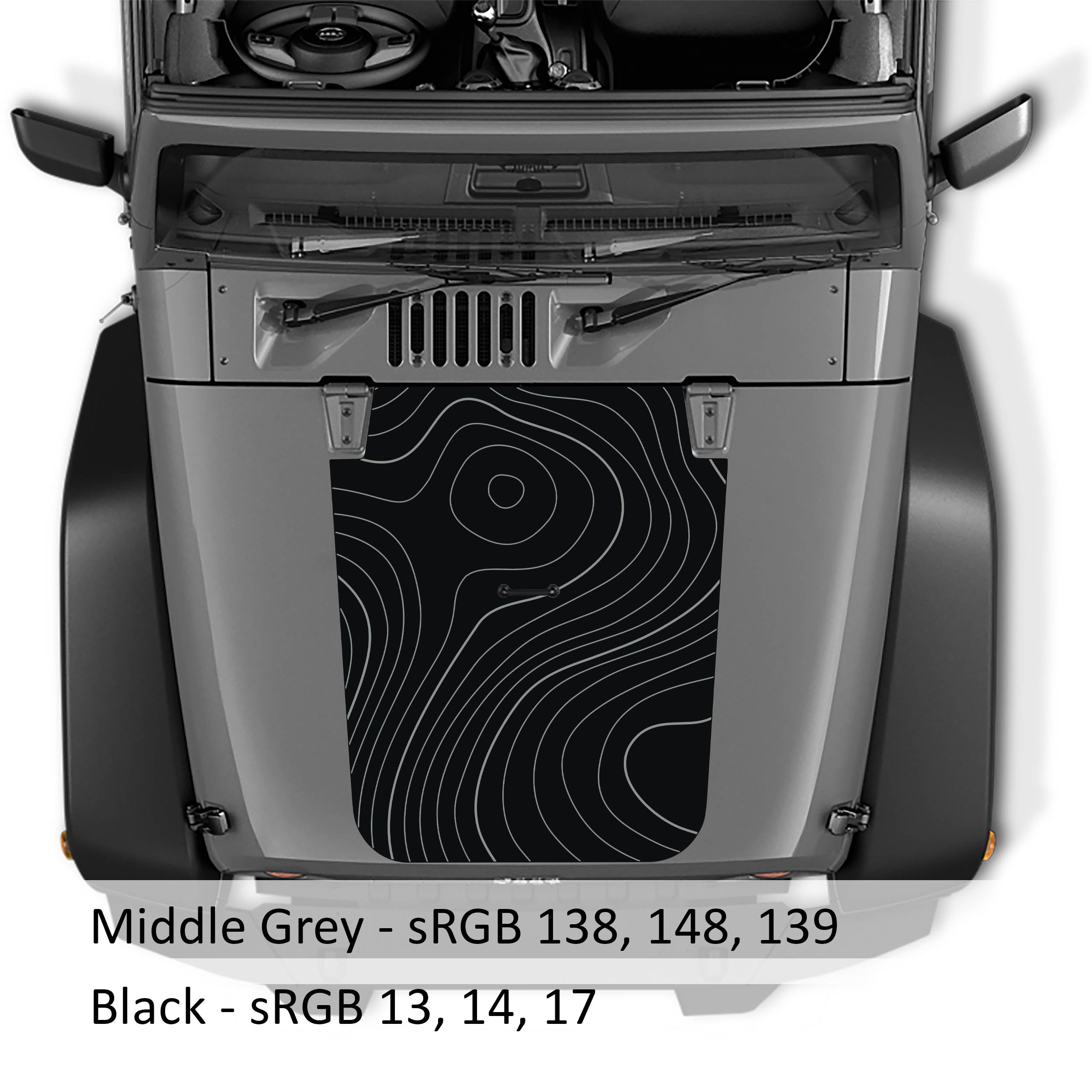 Topographical 2-Layer Blackout Vinyl Hood Graphic Decal - Fits 2018-Present JK/JKU Wrangler Models