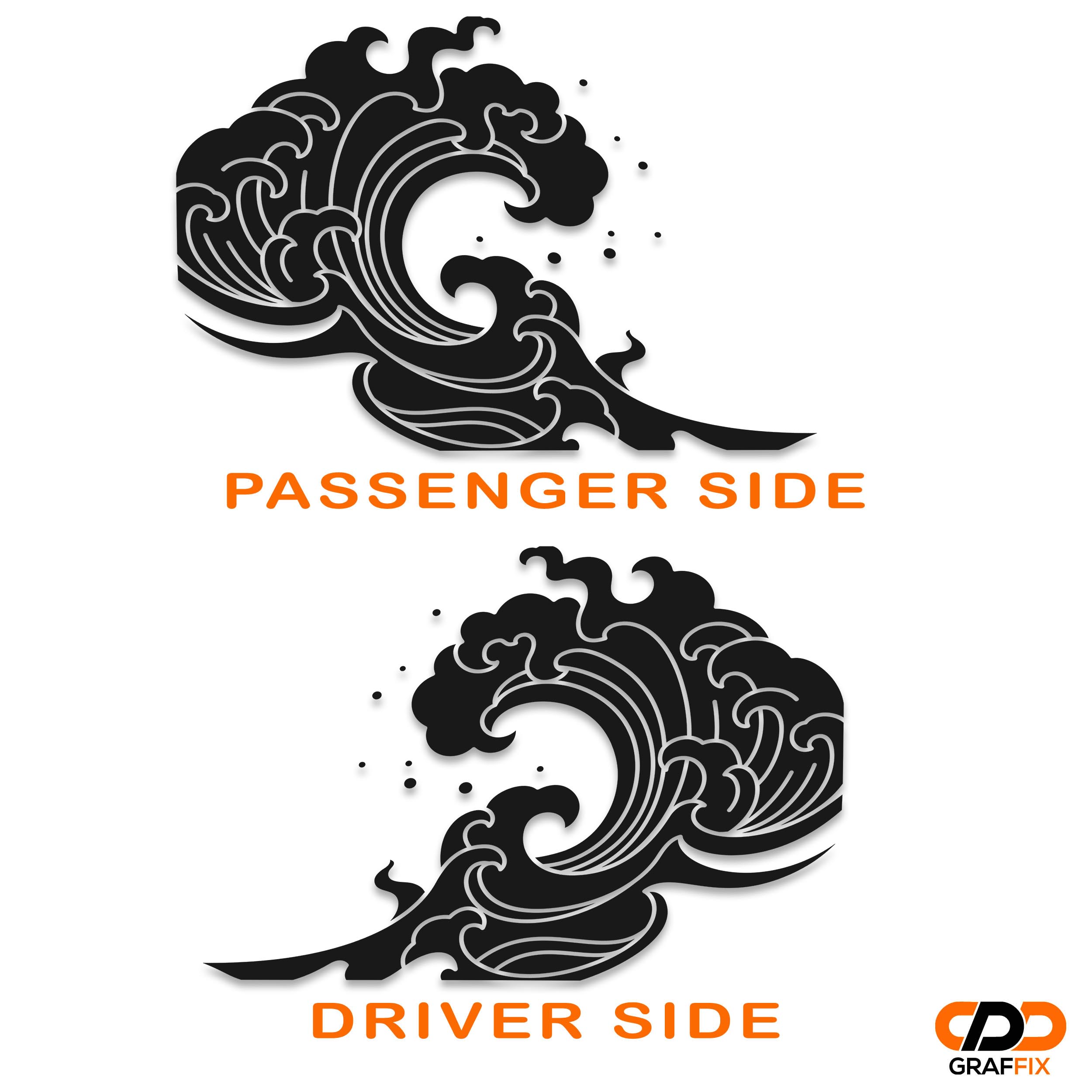 Ocean Tidal Wave Hardtop Window Decal Set - Fits 2-Door Jeep Wrangler JK 2006 - 2018