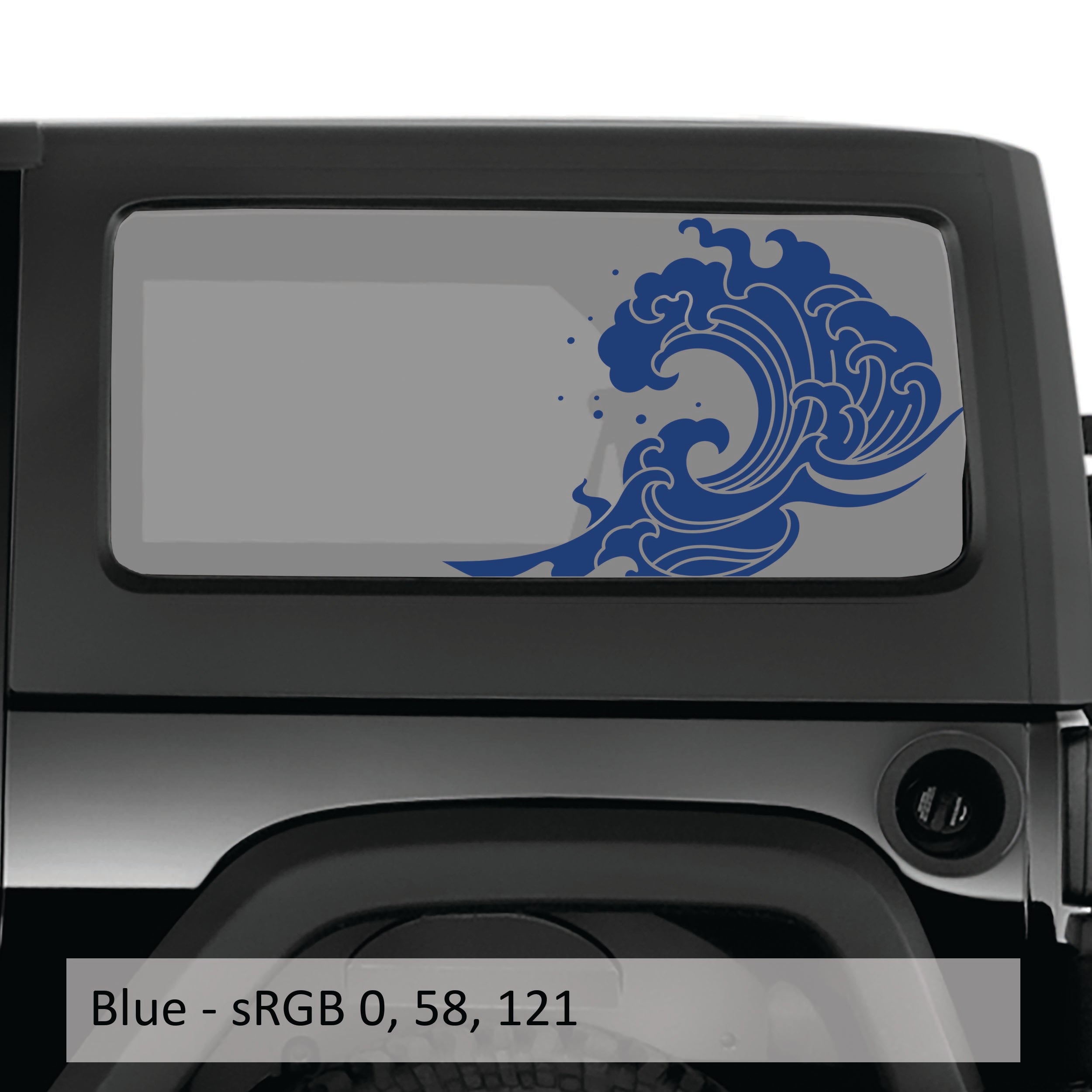 Ocean Tidal Wave Hardtop Window Decal Set - Fits 2-Door Jeep Wrangler JK 2006 - 2018