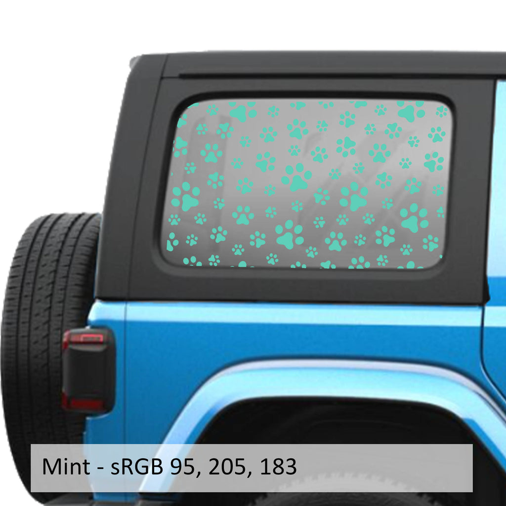 Puppy Dog Paw Print Hardtop Window Decal Set - Fits Jeep Wrangler JLU 2018 - Current