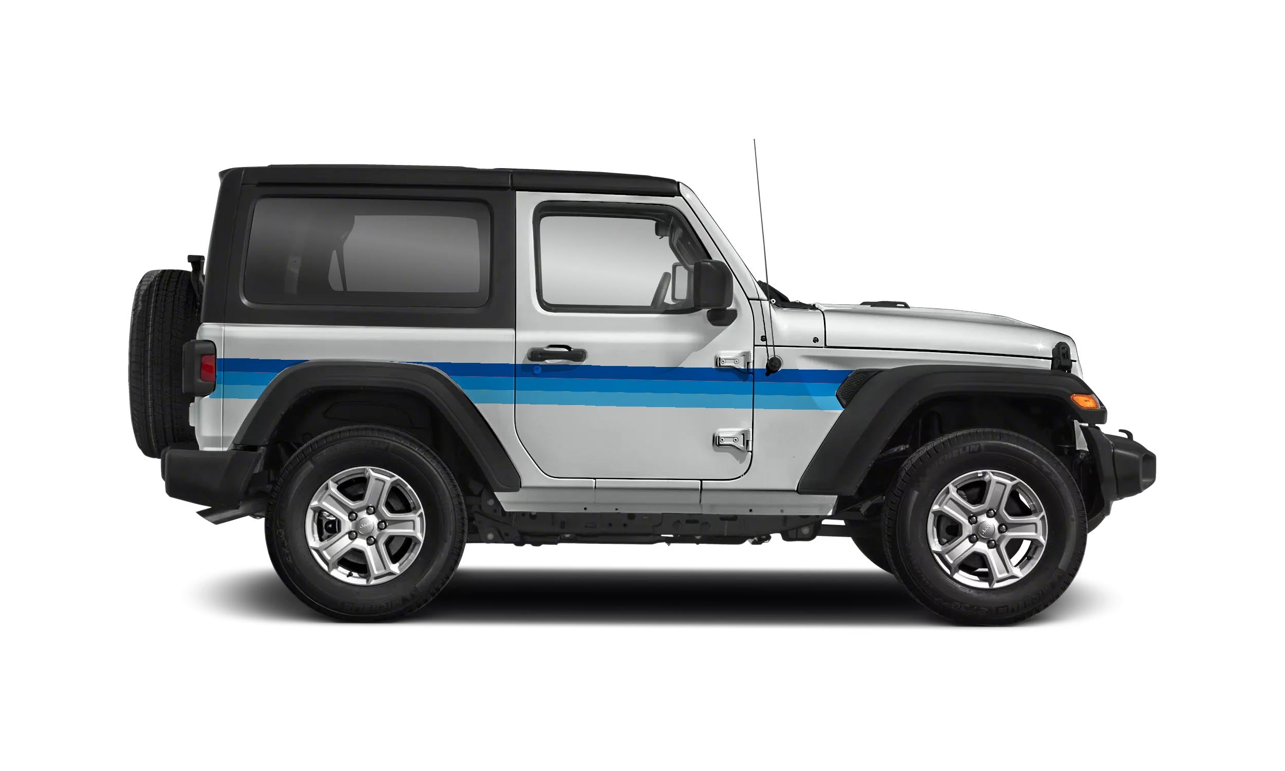 Retro Side Center Stripes Theme Graphics Vinyl Decals Compatible with Jeep Wrangler JL 2 Door 2018 - Present