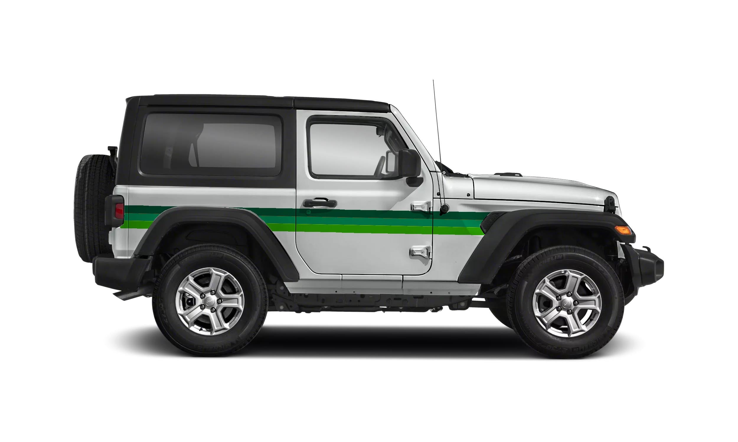 Retro Side Center Stripes Theme Graphics Vinyl Decals Compatible with Jeep Wrangler JL 2 Door 2018 - Present