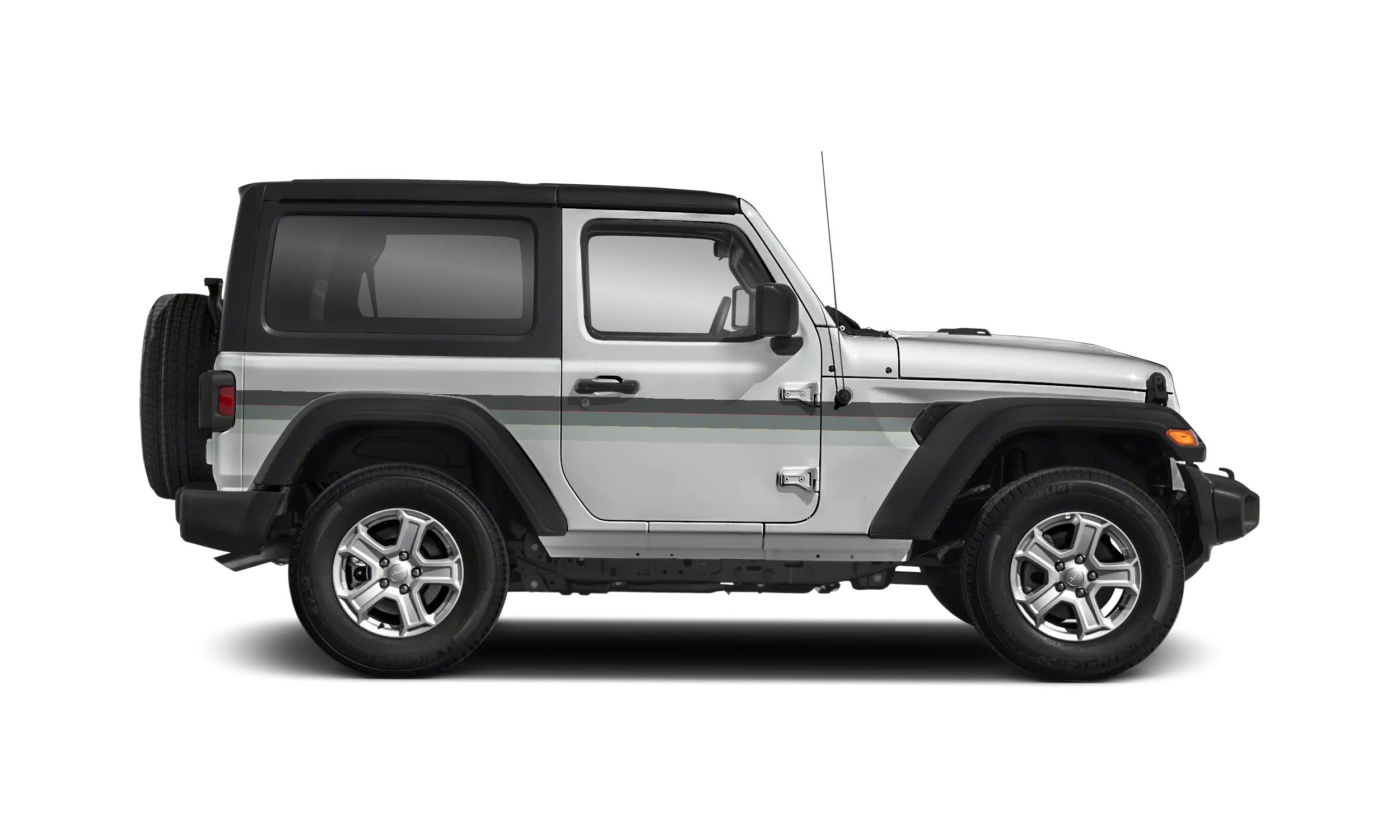 Retro Side Center Stripes Theme Graphics Vinyl Decals Compatible with Jeep Wrangler JL 2 Door 2018 - Present