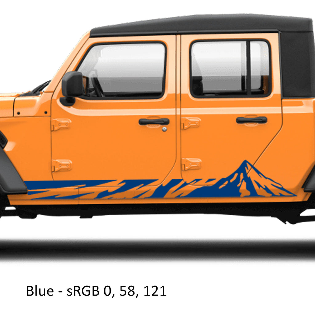 Mountain Graphic Pickup Lower Rocker Vinyl Decal Fits 2020+ Jeep Gladiator JT Truck