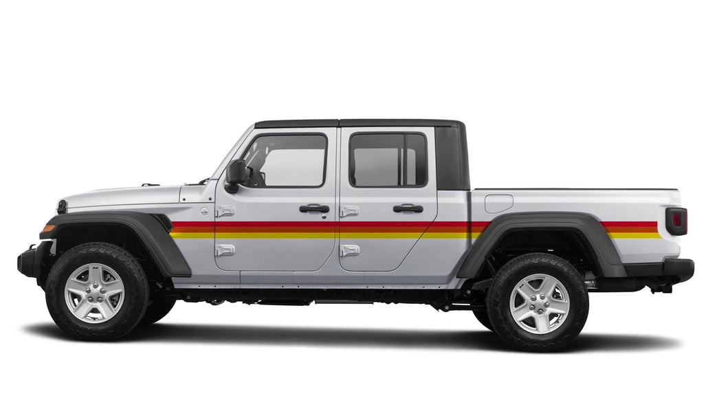 Retro Side Center Stripes Theme Graphics Vinyl Decals Compatible with Jeep Gladiator JT 2020 - Present
