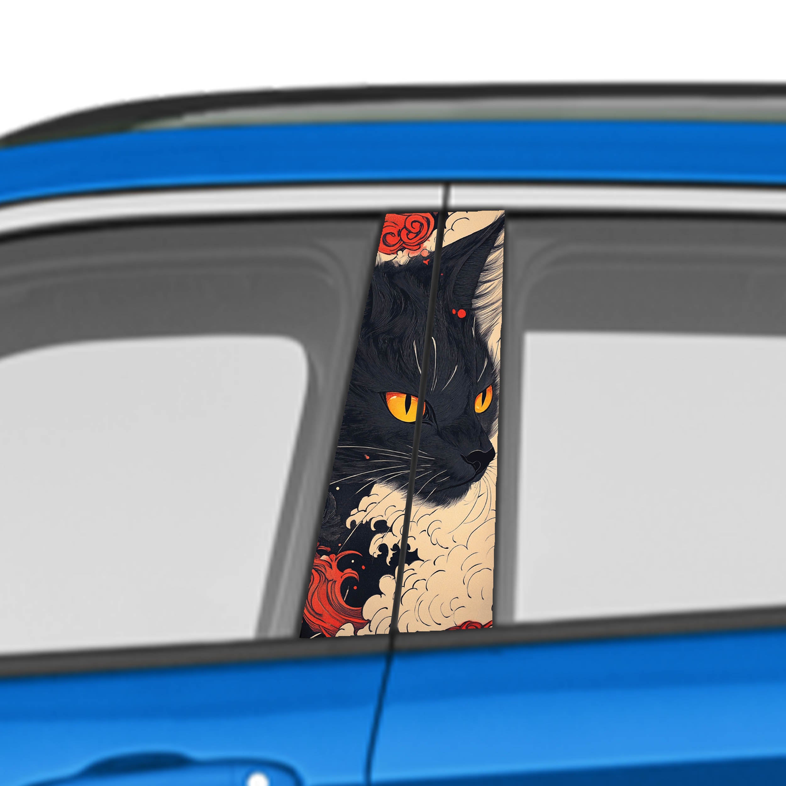 Japanese Artwork Car Door Vinyl Graphic: Bold Livery Sticker for Pillar Panels Universal Fit