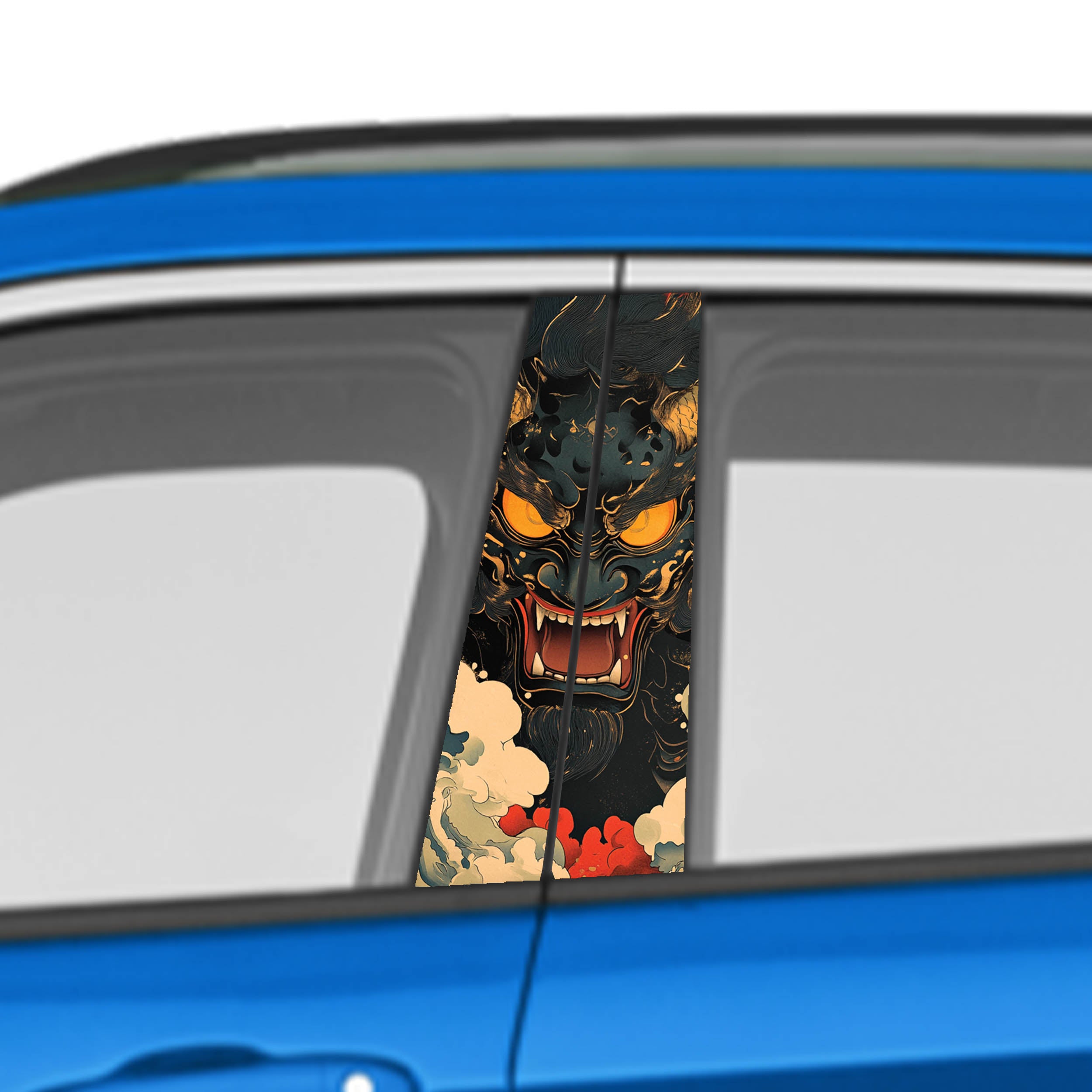 Japanese Artwork Car Door Vinyl Graphic: Bold Livery Sticker for Pillar Panels Universal Fit